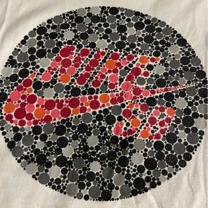 Nike SB “Color Blind” red/orange/black/grey graphic T-shirt medium